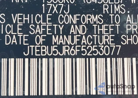 2015 Toyota 4Runner Sr5/Limited/Trail/Trd Pro from USA, damaged, VIN JTEBU5JR6F5253077